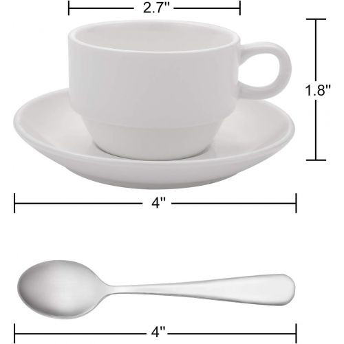  [아마존베스트]Aozita Espresso Cups and Saucers with Espresso Spoons, Stackable Espresso Mugs,12-piece 2.5-Ounce Demitasse Cups (Protective Packaging)