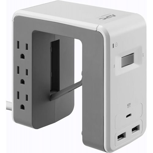  [아마존 핫딜]  [아마존핫딜]APC Desk Mount Power Station, 6 Outlet U-Shaped Surge Protector, 1080 Joule of Surge Protection with 1 Type C USB Charging Port, and 2 Type A Charging Ports (PE6U21W), White