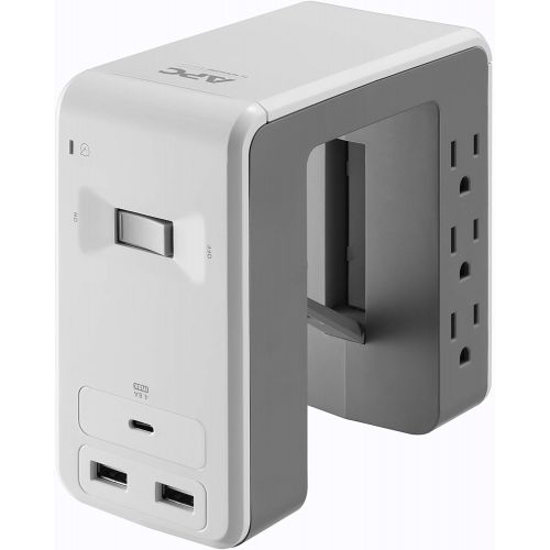  [아마존 핫딜]  [아마존핫딜]APC Desk Mount Power Station, 6 Outlet U-Shaped Surge Protector, 1080 Joule of Surge Protection with 1 Type C USB Charging Port, and 2 Type A Charging Ports (PE6U21W), White