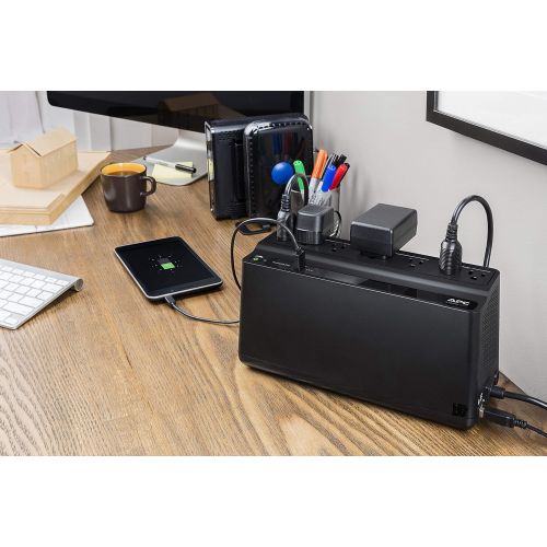  APC UPS 600VA Battery Backup & Surge Protector with USB Charging Port, APC UPS BackUPS (BE600M1)