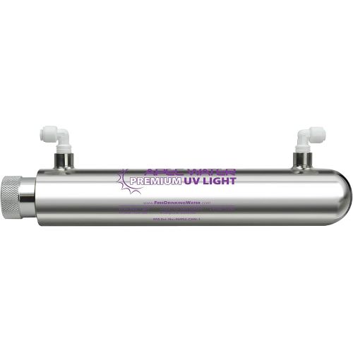  APEC Water Systems ROES-UV75-SS Top Tier Violet Sterilizer 75 GPD 6-Stage Ultra Safe Reverse Osmosis Drinking Water Filter System, Stainless Steel UV Housing, White