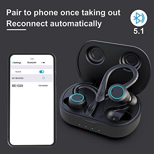  True Wireless Headphones, APEKX Update 5.1 Auto Pairing Touch Control HiFi Stereo Sound in-Ear Earphones Binaural Call Headset with Built-in Mic and Charging Case for Sports Runnin