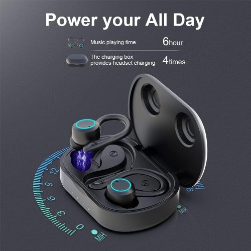  True Wireless Headphones, APEKX Update 5.1 Auto Pairing Touch Control HiFi Stereo Sound in-Ear Earphones Binaural Call Headset with Built-in Mic and Charging Case for Sports Runnin