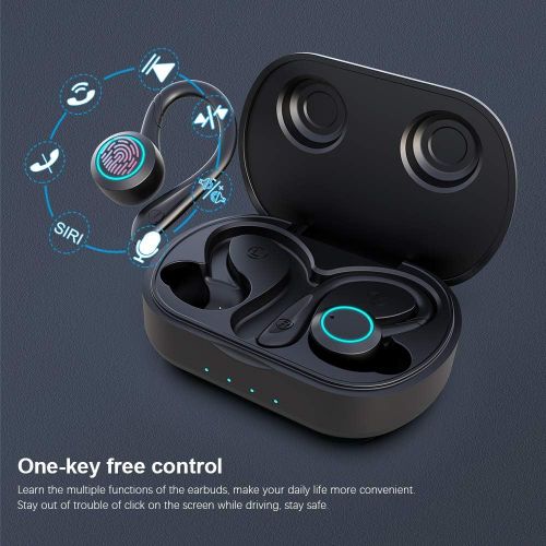  True Wireless Headphones, APEKX Update 5.1 Auto Pairing Touch Control HiFi Stereo Sound in-Ear Earphones Binaural Call Headset with Built-in Mic and Charging Case for Sports Runnin