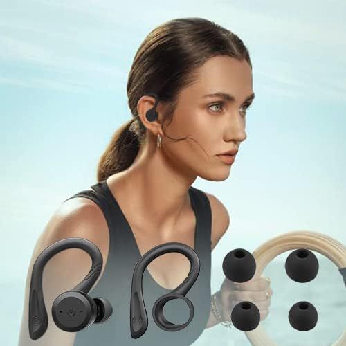  [아마존베스트]Sport Ergonomic Design Headphones APEKX True Wireless Bluetooth 5.0 Sports Earphones IPX7 Waterproof Stereo Sound Built-in Microphone Headphones Support Wireless Charging (Black)