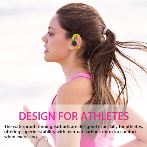  [아마존베스트]Sport Ergonomic Design Headphones APEKX True Wireless Bluetooth 5.0 Sports Earphones IPX7 Waterproof Stereo Sound Built-in Microphone Headphones Support Wireless Charging (Black)