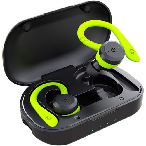  APEKX Bluetooth Headphones True Wireless Earbuds with Charging Case IPX7 Waterproof Stereo Sound Earphones Built in Mic in Ear Headsets Deep Bass for Sport Running Green