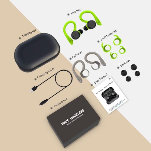  APEKX Bluetooth Headphones True Wireless Earbuds with Charging Case IPX7 Waterproof Stereo Sound Earphones Built in Mic in Ear Headsets Deep Bass for Sport Running Green