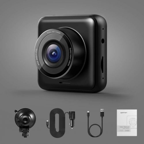  [아마존 핫딜]  [아마존핫딜]APEMAN C420 Dash Cam 1080P Full HD Mini Dash Camera for Cars with Super Night Vision, 170° Wide Angle, Motion Detection, Parking Monitoring, G-Sensor, Loop Recording