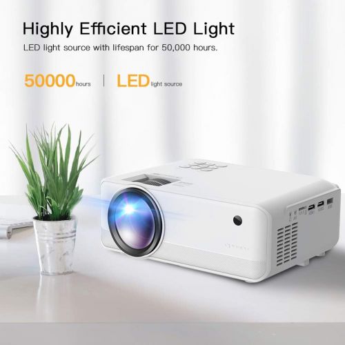  [아마존베스트]Projector APEMAN Mini Video Projector 4000 Lumen 1080p Supported LED Portable 50000 Hrs with Dual Built-in Speakers Support HDMI/TF/USB/RCA, Laptop/TV Stick/iOS/Android for Home Mo