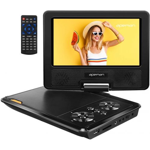  APEMAN 7.5 Portable DVD Player for Kids and Car Swivel Screen Support SD Card USB CD DVD with AV InputOutput and Earphone Port 4 Hours Built-in Rechargeable Battery