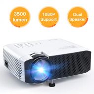 Projector APEMAN Video Mini Portable Projector 3500 Lumen with Dual Built-in Speakers 45000 Hours LED Life Support HD 1080P HDMI/VGA/TF Card/AV/USB/PS4/Android/ios for Home Theater