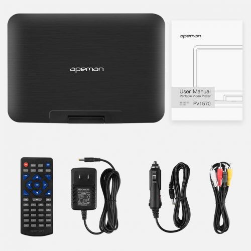  APEMAN 2020 Upgrade 17.9 Portable DVD Player with 15.5 Large Swivel Screen/Remote Control Support SD Card/USB/TV/External Speaker Built-in Rechargeable Battery for Kids/Parent, Car