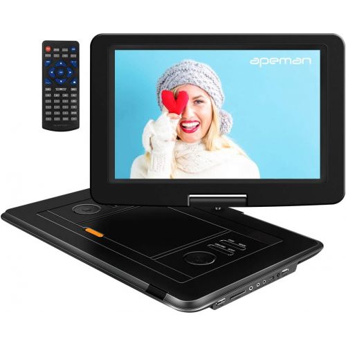  APEMAN 2020 Upgrade 17.9 Portable DVD Player with 15.5 Large Swivel Screen/Remote Control Support SD Card/USB/TV/External Speaker Built-in Rechargeable Battery for Kids/Parent, Car