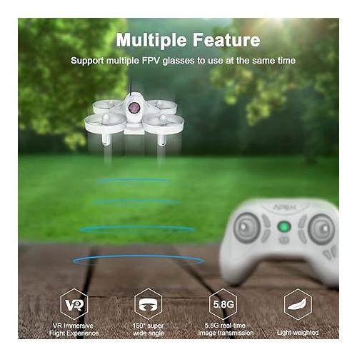  APEX VR70 FPV Drone Kit, First-Person View with Goggles, Brushed Racing for Beginners Super-Wide 120° FPV, Low-Latency 5.8G Transmission, Drop-resistant, Suitable Novice Practice Drones