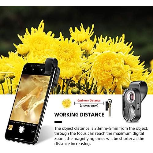  [아마존베스트]Apexel 100x Mini Microscope for Smartphone Camera Illuminated Portable LED Lens with USB Charging Cable