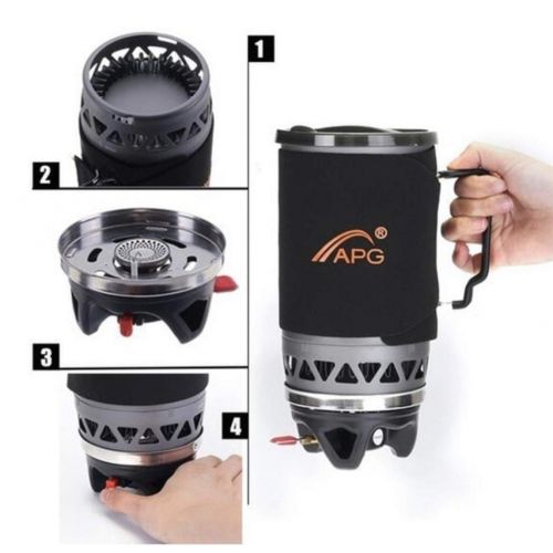  APG 1.4-Liter Camping Stove Cooking System, Propane Butane Outdoor Hiking Camping Backpacking Portable Gas Stove Burner for Fast Boiling Fuel-Efficient Flash Cooking