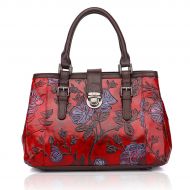 APHISON Designer Unique Embossed Floral Cowhide Leather Tote Style Ladies Top Handle Bags Handbags C817
