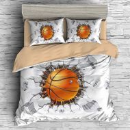 APJJQ 3D Digital Printed Sport Quilt Set for Teens,Basketball Breaking Ice White Bedding Set 2 Piece(1 Duvet Cover 1 Pillow Sham),Microfiber Duvet Cover Set Twin for Kids,Children,