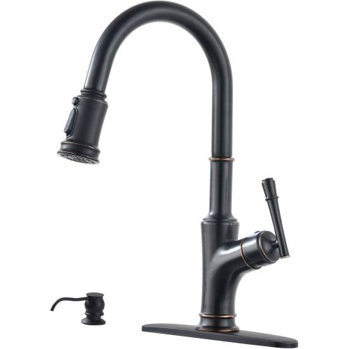  [아마존핫딜][아마존 핫딜] APPASO Pull Down Kitchen Faucet with Magnetic Docking Sprayer Oil Rubbed Bronze, Antique Single Handle High Arc Single Hole Pull Out Kitchen Sink Faucets with Soap Dispenser