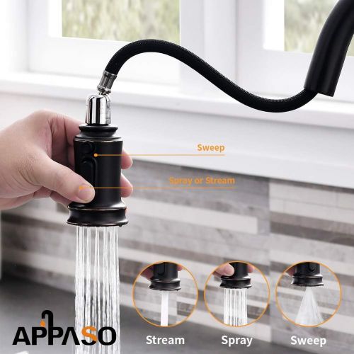  [아마존핫딜][아마존 핫딜] APPASO Pull Down Kitchen Faucet with Magnetic Docking Sprayer Oil Rubbed Bronze, Antique Single Handle High Arc Single Hole Pull Out Kitchen Sink Faucets with Soap Dispenser