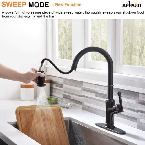  [아마존핫딜][아마존 핫딜] APPASO Pull Down Kitchen Faucet with Magnetic Docking Sprayer Oil Rubbed Bronze, Antique Single Handle High Arc Single Hole Pull Out Kitchen Sink Faucets with Soap Dispenser