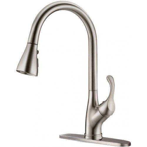  [아마존핫딜][아마존 핫딜] APPASO Pull Down Kitchen Faucet with Sprayer Stainless Steel Brushed Nickel - Single Handle Commercial High Arc Pull Out Spray Head Kitchen Sink Faucets with Deck Plate