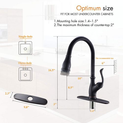  [아마존 핫딜] APPASO Pull Down Kitchen Faucet with Magnetic Docking Sprayer Oil Rubbed Bronze - Single Handle High Arc One Hole Pull Out Kitchen Sink Faucet with Soap Dispenser, 170ORB