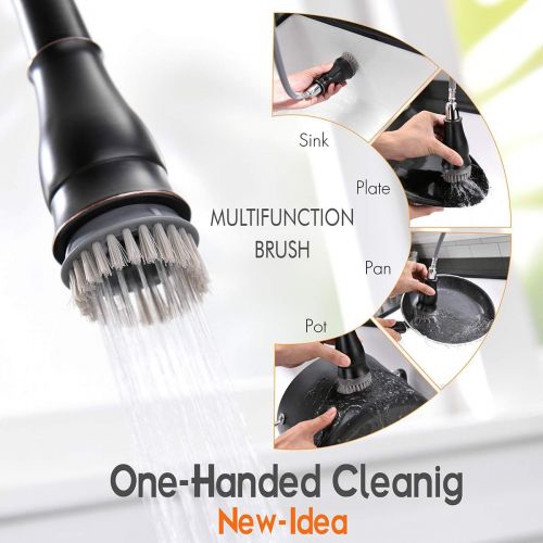  [아마존 핫딜] APPASO Pull Down Kitchen Faucet with Magnetic Docking Sprayer Oil Rubbed Bronze - Single Handle High Arc One Hole Pull Out Kitchen Sink Faucet with Soap Dispenser, 170ORB