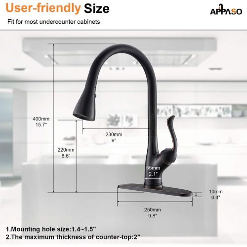  [아마존 핫딜] APPASO Patented Pull Down Kitchen Faucet with Sprayer Oil Rubbed Bronze - Single Handle Antique One Hole High Arc Pull Out Kitchen Sink Faucets and Soap Dispenser