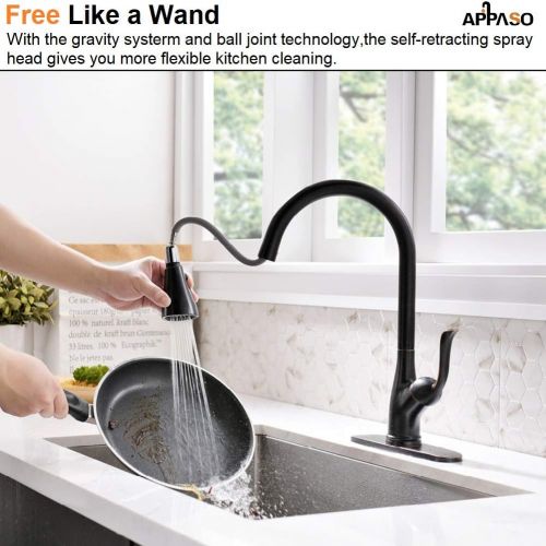  [아마존 핫딜] APPASO Patented Pull Down Kitchen Faucet with Sprayer Oil Rubbed Bronze - Single Handle Antique One Hole High Arc Pull Out Kitchen Sink Faucets and Soap Dispenser