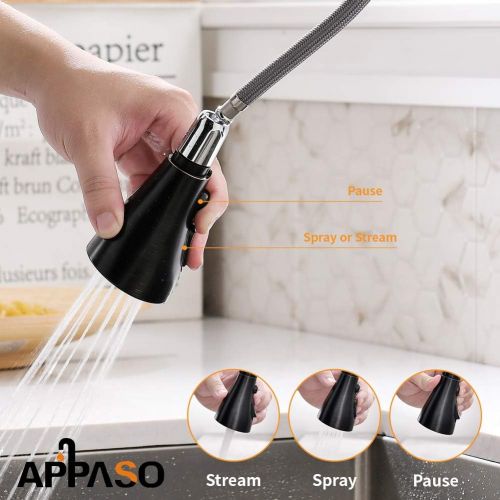  [아마존 핫딜] APPASO Patented Pull Down Kitchen Faucet with Sprayer Oil Rubbed Bronze - Single Handle Antique One Hole High Arc Pull Out Kitchen Sink Faucets and Soap Dispenser