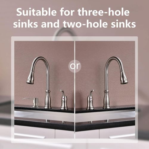  APPASO 3 Hole Kitchen Faucet with Pull Down Magnetic Docking Sprayer Stainless Steel Brushed Nickel, 2 Hole Pull Out Kitchen Sink Faucet with Side Single Handle and Soap Dispenser,