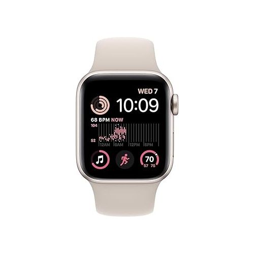 애플 Apple Watch SE (2nd Gen) (GPS + Cellular, 40mm) - Starlight Aluminum Case with Starlight Sport Band, S/M (Renewed)