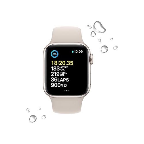 애플 Apple Watch SE (2nd Gen) (GPS + Cellular, 40mm) - Starlight Aluminum Case with Starlight Sport Band, S/M (Renewed)