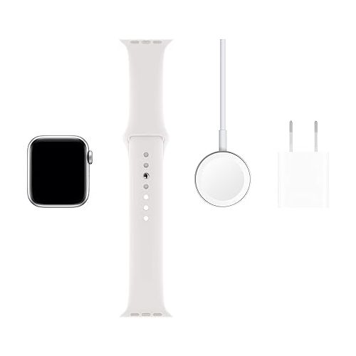 애플 Apple Watch Series 5 (GPS + Cellular, 40MM) Silver Aluminum Case with White Sport Band (Renewed)