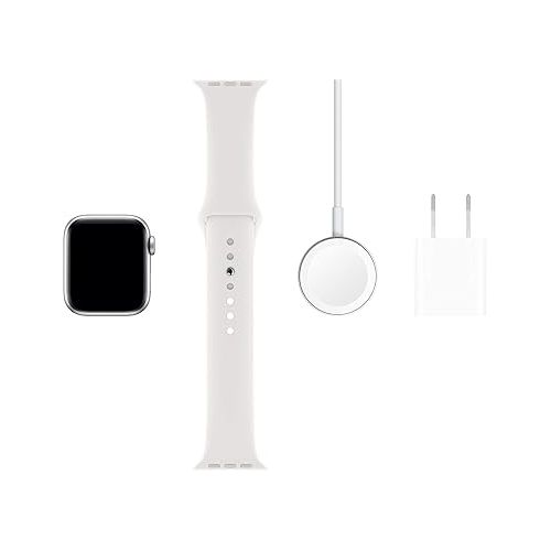 애플 Apple Watch Series 5 (GPS + Cellular, 40MM) - Silver Aluminum Case with White Sport Band (Renewed)