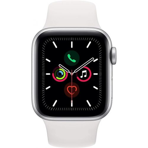 애플 Apple Watch Series 5 (GPS + Cellular, 40MM) Silver Aluminum Case with White Sport Band (Renewed)