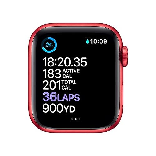 애플 Apple Watch Series 6 (GPS + Cellular, 44mm) - RED Aluminum Case with RED Sport Band (Renewed)