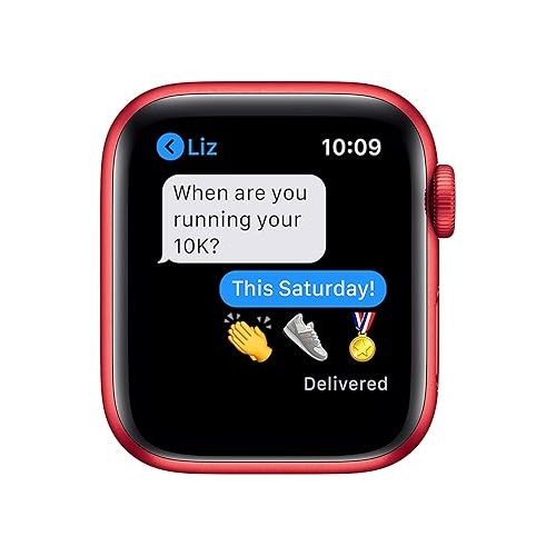 애플 Apple Watch Series 6 (GPS + Cellular, 44mm) - RED Aluminum Case with RED Sport Band (Renewed)