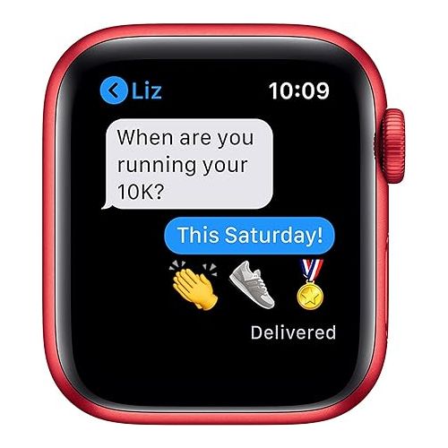 애플 Apple Watch Series 6 (GPS + Cellular, 44mm) - RED Aluminum Case with RED Sport Band (Renewed)