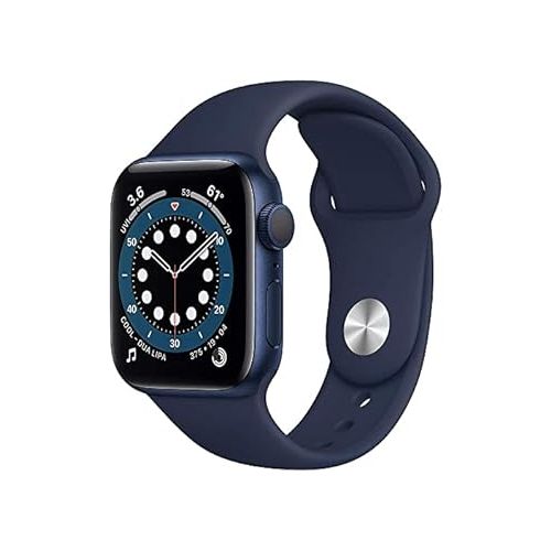 애플 Apple Watch Series 6 (GPS + Cellular, 44mm) - Blue Aluminum Case with Deep Navy Sport Band (Renewed)