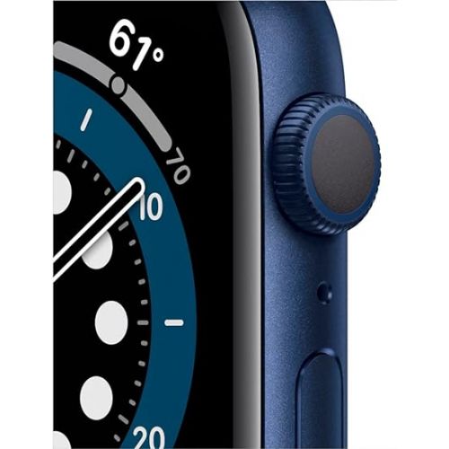 애플 Apple Watch Series 6 (GPS + Cellular, 44mm) - Blue Aluminum Case with Deep Navy Sport Band (Renewed)