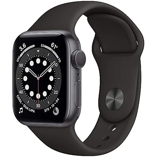 애플 Apple Watch Series 6 (GPS + Cellular, 44mm) - Space Gray Aluminum Case with Black Sport Band (Renewed)