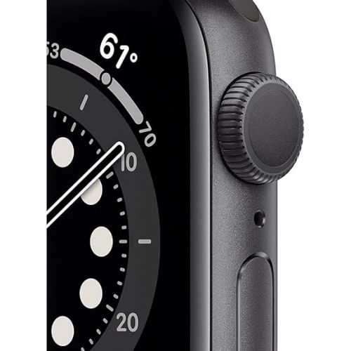 애플 Apple Watch Series 6 (GPS + Cellular, 44mm) - Space Gray Aluminum Case with Black Sport Band (Renewed)