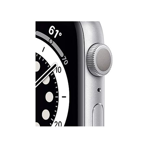 애플 Apple Watch Series 6 (GPS, 44mm) - Silver Aluminum Case with White Sport Band (Renewed)