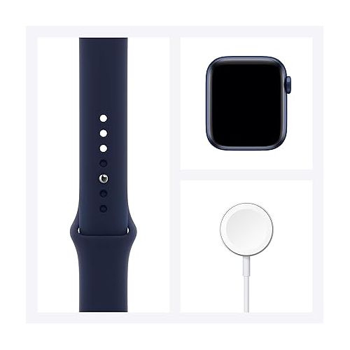 애플 Apple Watch Series 6 (GPS, 40mm) - Blue Aluminum Case with Deep Navy Sport Band (Renewed)