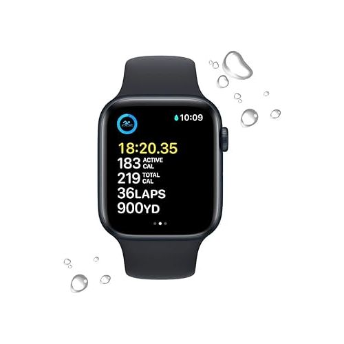 애플 Apple Watch SE (2nd Gen) (GPS + Cellular, 44mm) - Midnight Aluminum Case with Midnight Sport Band, M/L (Renewed)