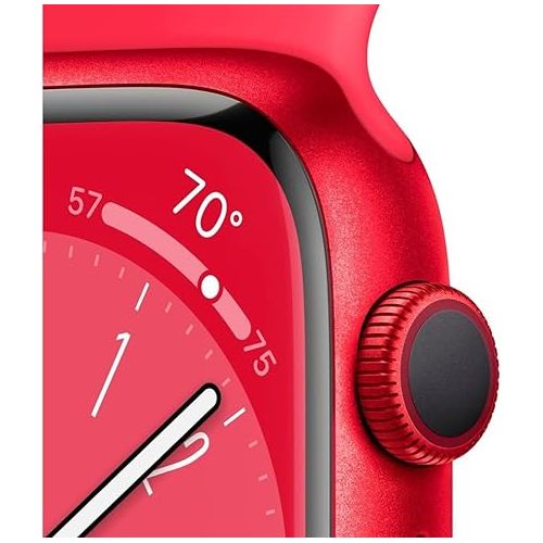 애플 Apple Watch Series 8 [GPS + Cellular, 41mm] - Red Aluminum Case with Red Sport Band, S/M (Renewed)