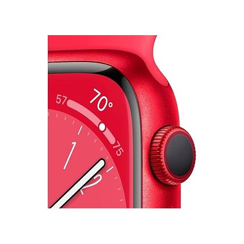 애플 Apple Watch Series 8 [GPS + Cellular, 41mm] - Red Aluminum Case with Red Sport Band, S/M (Renewed)